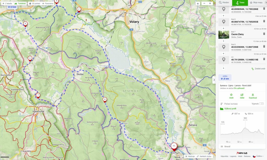 mapa - Vltava, Lenora a Nové Údolí
